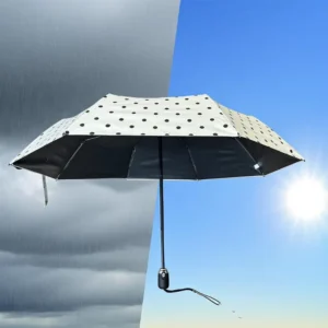YS-3094 Lightweight Compact Auto-Open 3-Fold Windproof Polka Dot Travel Umbrella for Women