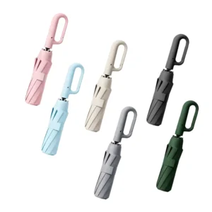 YS 3096 High Quality Portable Windproof Anti UV Gift Custom Umbrella Loop Handle Auto Open Close Hangable Folding Umbrella