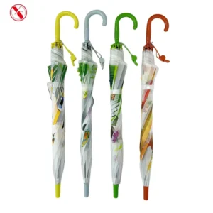 YS 6025 Factory Supply Kids Umbrella Auto Open Colorful Plastic Handle with Whistle Cartoon Printing