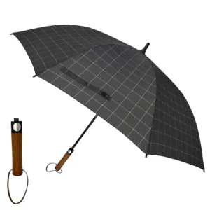 YS-7052 Auto Open Golf Umbrella Wood Handle Windproof Fiberglass Ribs Large