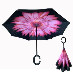 YS-8008 Manual Open 8K Custom Logo Printing C-Handle Double Canopy Reverse Umbrella