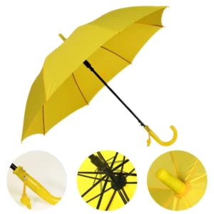 Yellow Children’s Umbrella Semi Automatic Long Handle Primary School Children Kindergarten Kids Umbrella