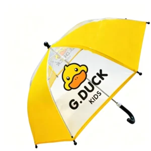 Yellow Duck Kids Umbrella Transparent Cartoon Manual Long Handle Toy Umbrella for Boys and Girls