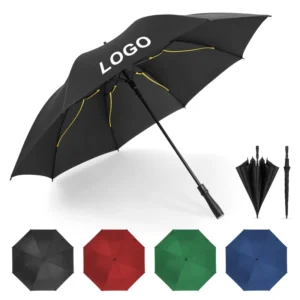 Yellow String Frame Fiberglass Extra-Large Waterproof Double-Canopy Vented Windproof Golf Umbrella