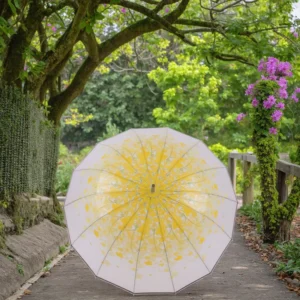 Yellow Transparent Clear Women’s Umbrella with ABS Handle and Custom Logo