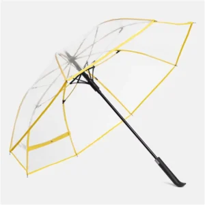 Yellow Transparent POE/PVC Semi-Automatic Umbrella with 103cm Alloy Ribs