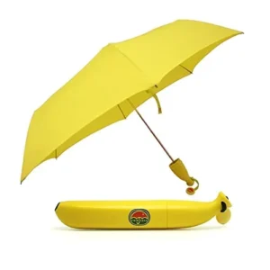 Yellow UV Protection Banana-Shaped 3-Fold Folding Umbrella