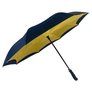 Yellow Waterproof Reverse Straight Umbrella Pongee Material with Air Vent