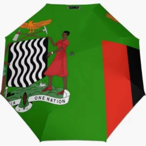 Zambia Flag Printed Color-Fast Fully Automatic Open Close Umbrella