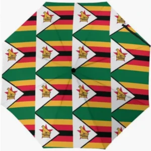 Zimbabwe Flag Printed Full-Coverage Fully Automatic Open Close Umbrella
