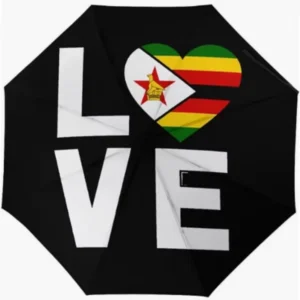 Zimbabwe Flag Printed Space-Saving Compact Fully Automatic Open Close Umbrella