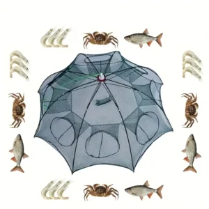 on Sale 16 20 24 Holes Fishing Cage Folding Umbrella Fishing Trap Eels Shrimp Crab Trap